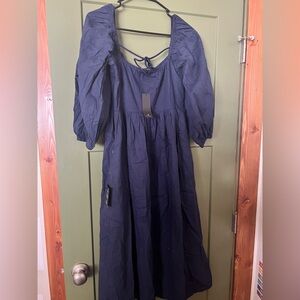Blue puffer long sleeve dress from Lulus